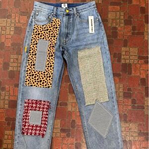 Round Two Custom Patchwork Denim Jeans NWT